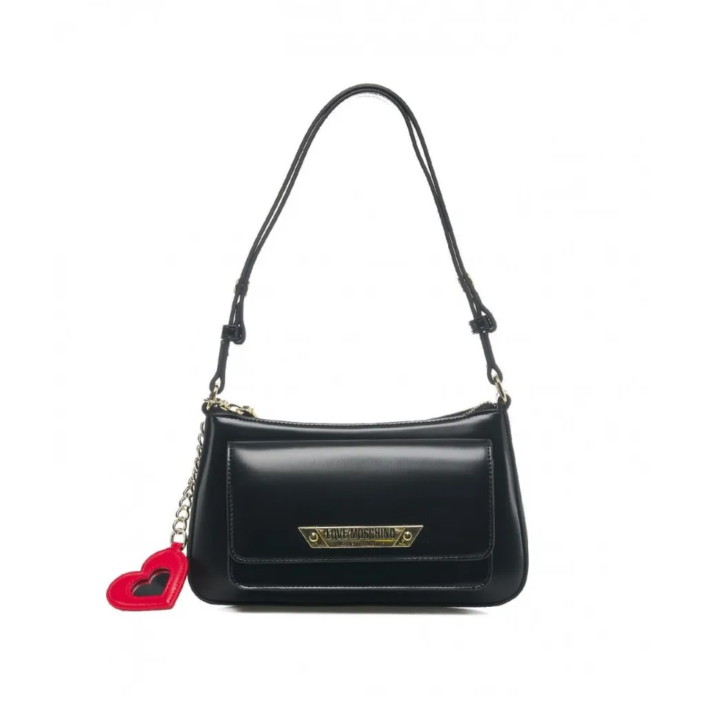 Borsa a mano con logo charm nero