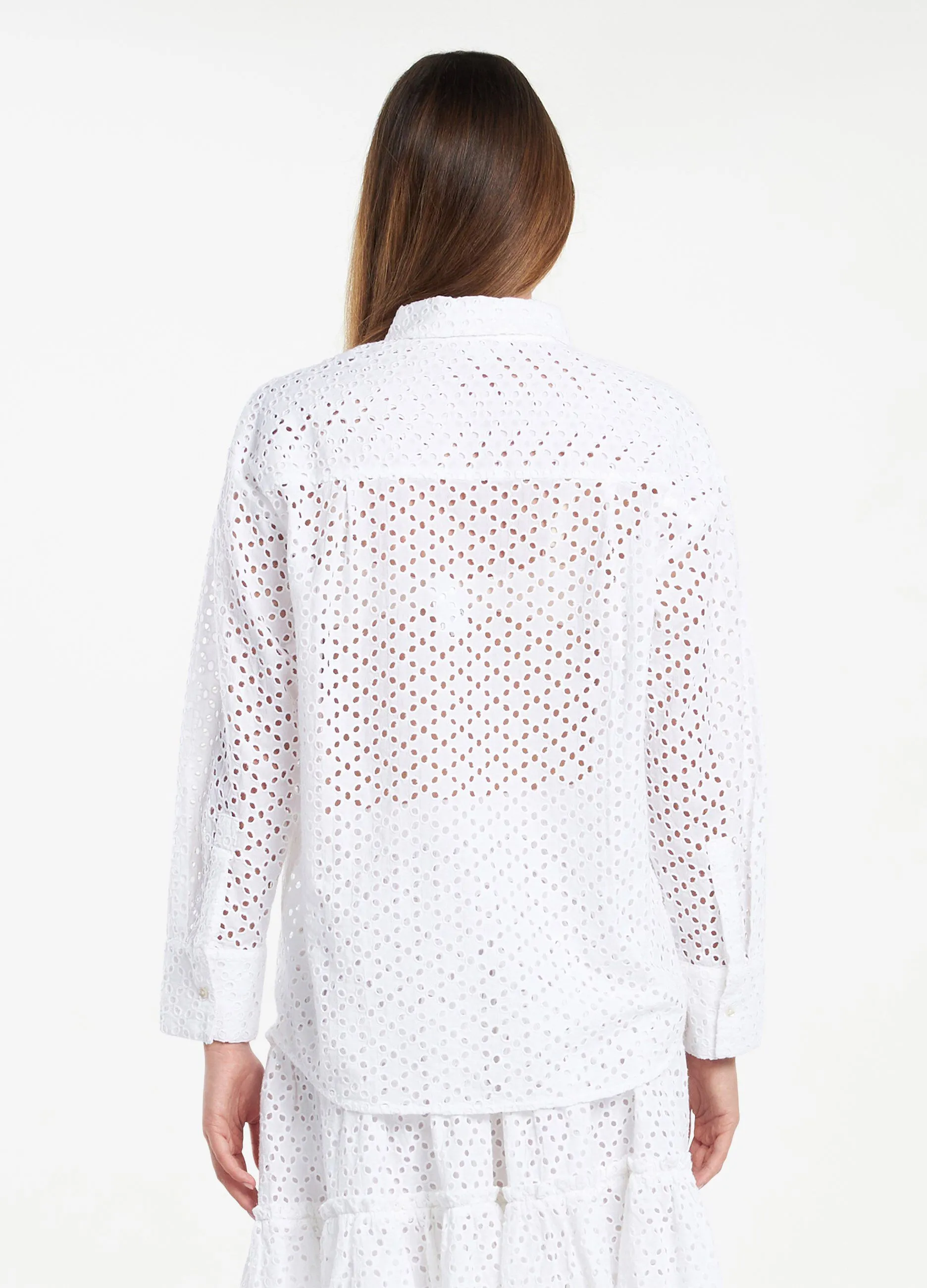 Camicia in puro cotone sangallo donna