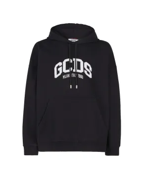 FELPA OVERSIZE NERA IN COTONE CON CAPPUCCIO