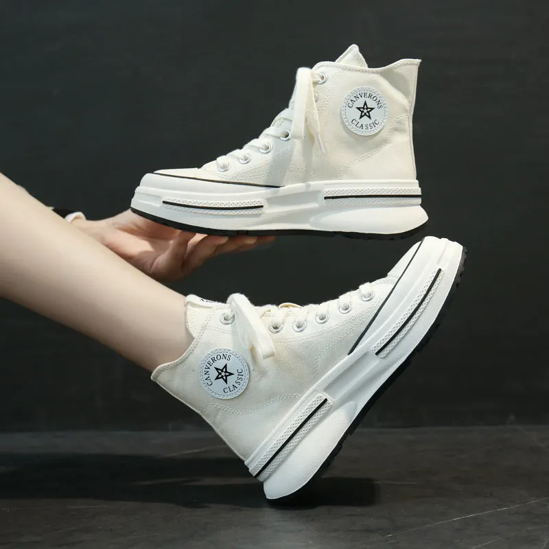 Scarpe casual alte da donna eleganti in tela  NEW   