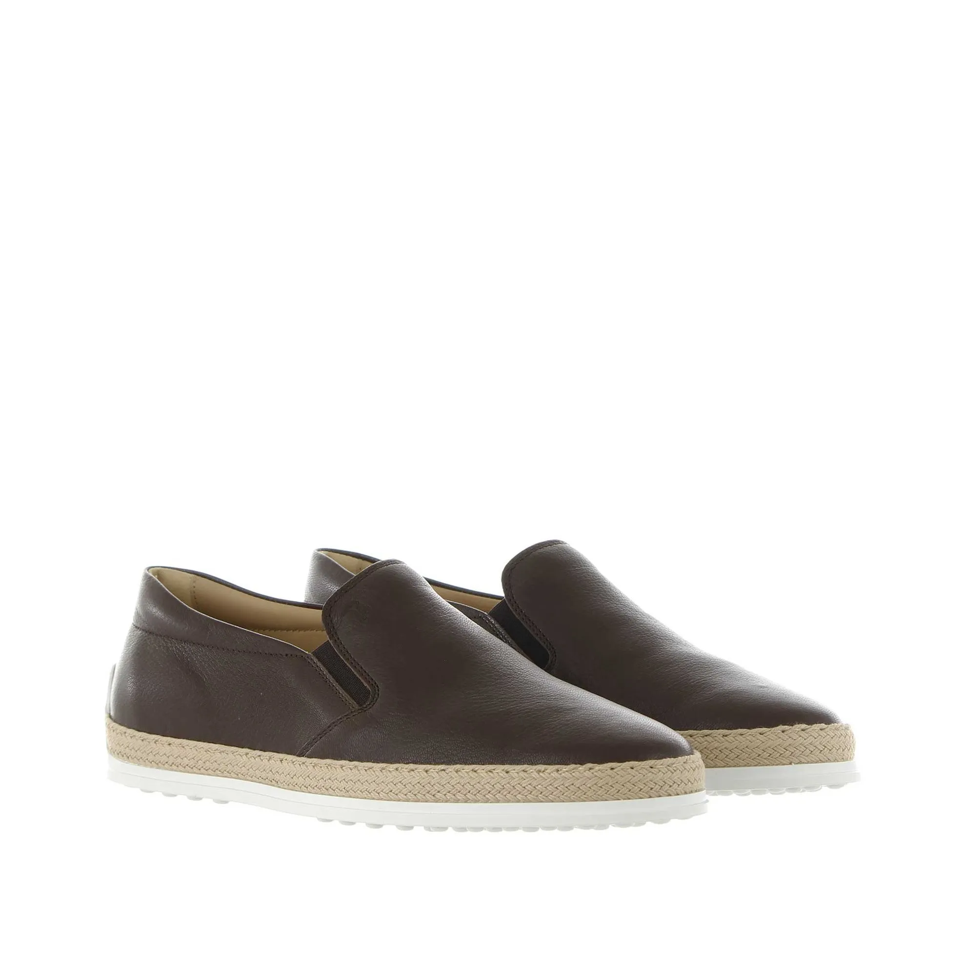 Slip on in pelle con gommini e rafia