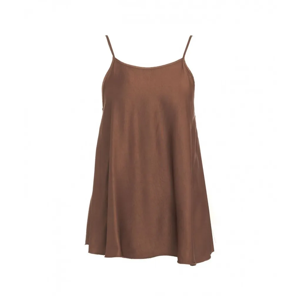 Top in viscosa marrone scuro